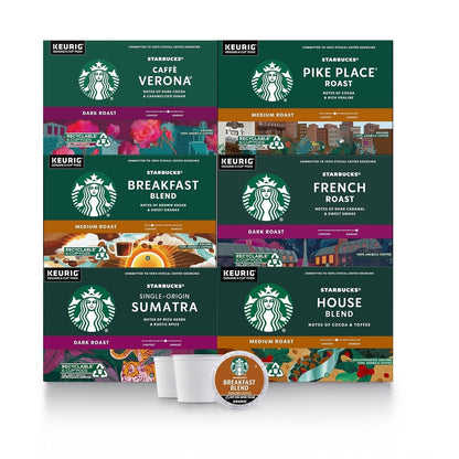 K-Cup Coffee Pods, Medium and Dark Roast Coffee Variety Pack for Keurig Brewers, 100% Arabica, 6 Boxes (60 Pods Total)