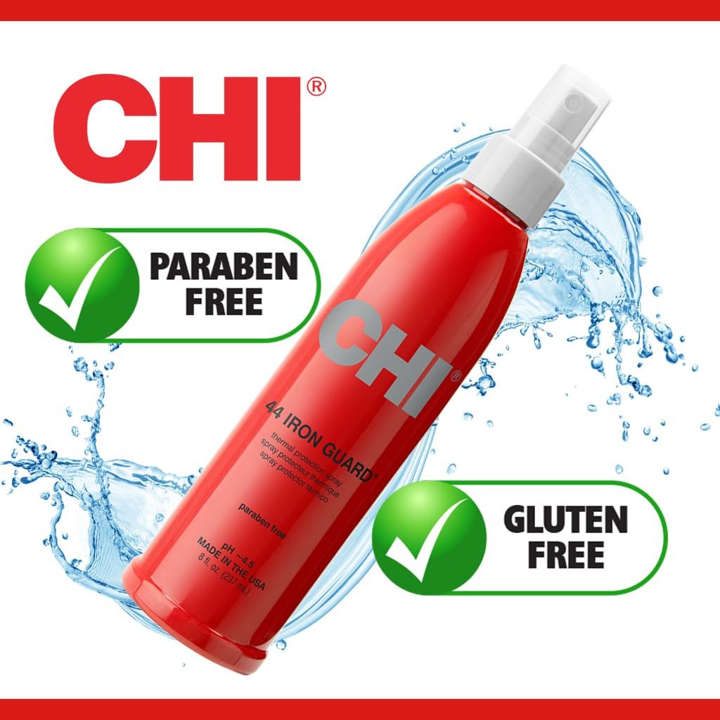44 Iron Guard Thermal Protection Spray, Nourishing Formula Helps Resist Heat Damage to Hair & Tame Frizz, Clear, 8 Oz