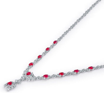 14K/18K Rose White Gold Red Ruby Diamonds Necklace Pendants Engagement Wedding for Women - WORLD TIME VISITS