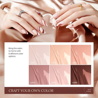 Nail Set 6 Colors Skin Tones Collection Nude Pink Gel Nail Polish Brown Neutral Soak off Uv Led Lamp Needed Manicure Diy Home Gift for Girls