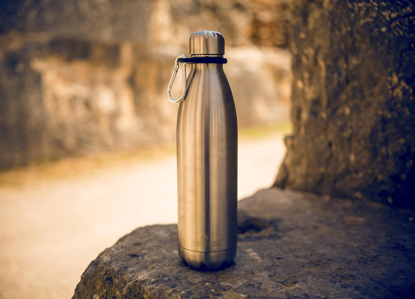 Stainless Steel Water Bottle - 17 Oz, Steel | Vacuum Insulated Double Wall with Screw Lid/Leak Proof | Thermal Travel Sports Canteen Coffee Flask