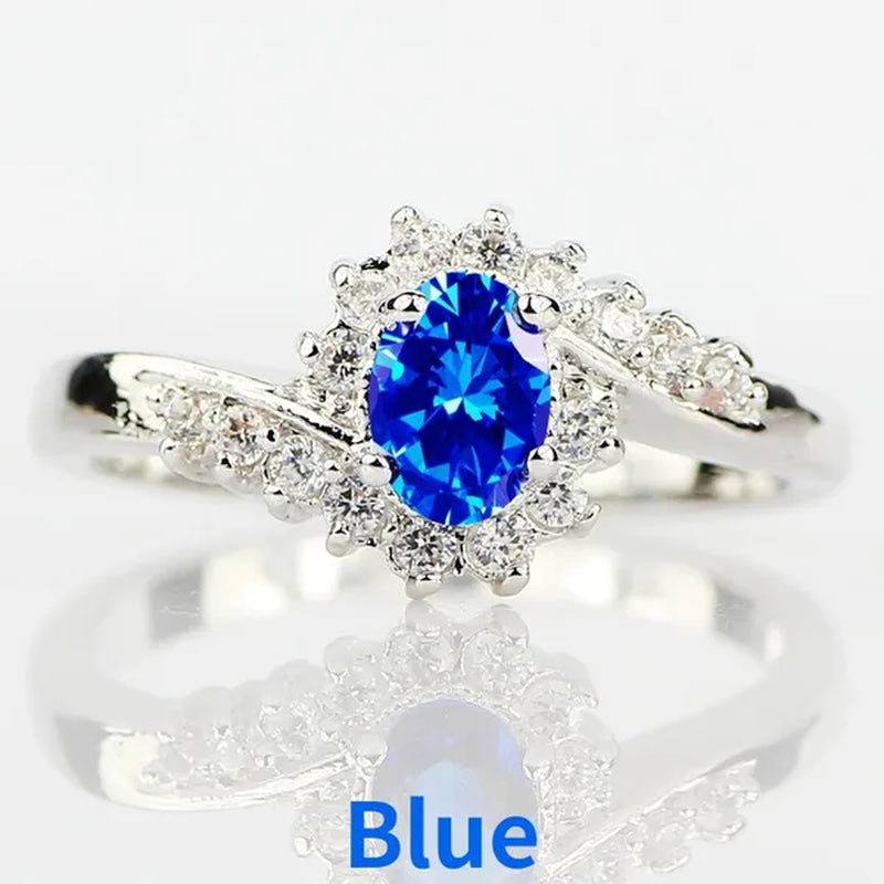 Exquisite Natural Sapphire Gemstones Opal Birthstone Bride Princess Wedding Engagement Strange Ring Size 5 6 7 8 9 10 11