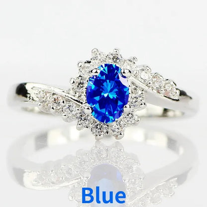 Exquisite Natural Sapphire Gemstones Opal Birthstone Bride Princess Wedding Engagement Strange Ring Size 5 6 7 8 9 10 11