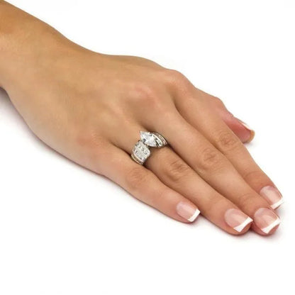 Trendy Claw Setting Marquise Cut Cubic Zircon Ring for Women Engagement Party Jewelry Anniversary Gift