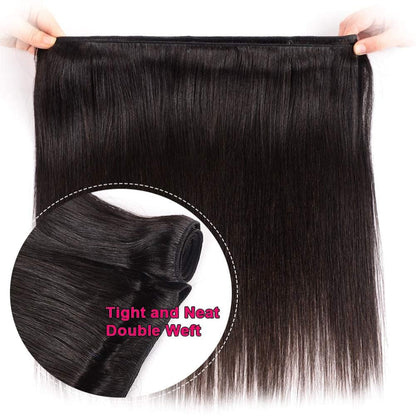 Brazilian Virgin Hair Straight 1 Bundle 100% Unprocessed Brazilian Straight Human Hair Weave Bundles Weaving Natural Black Color(18", 1Bundle)