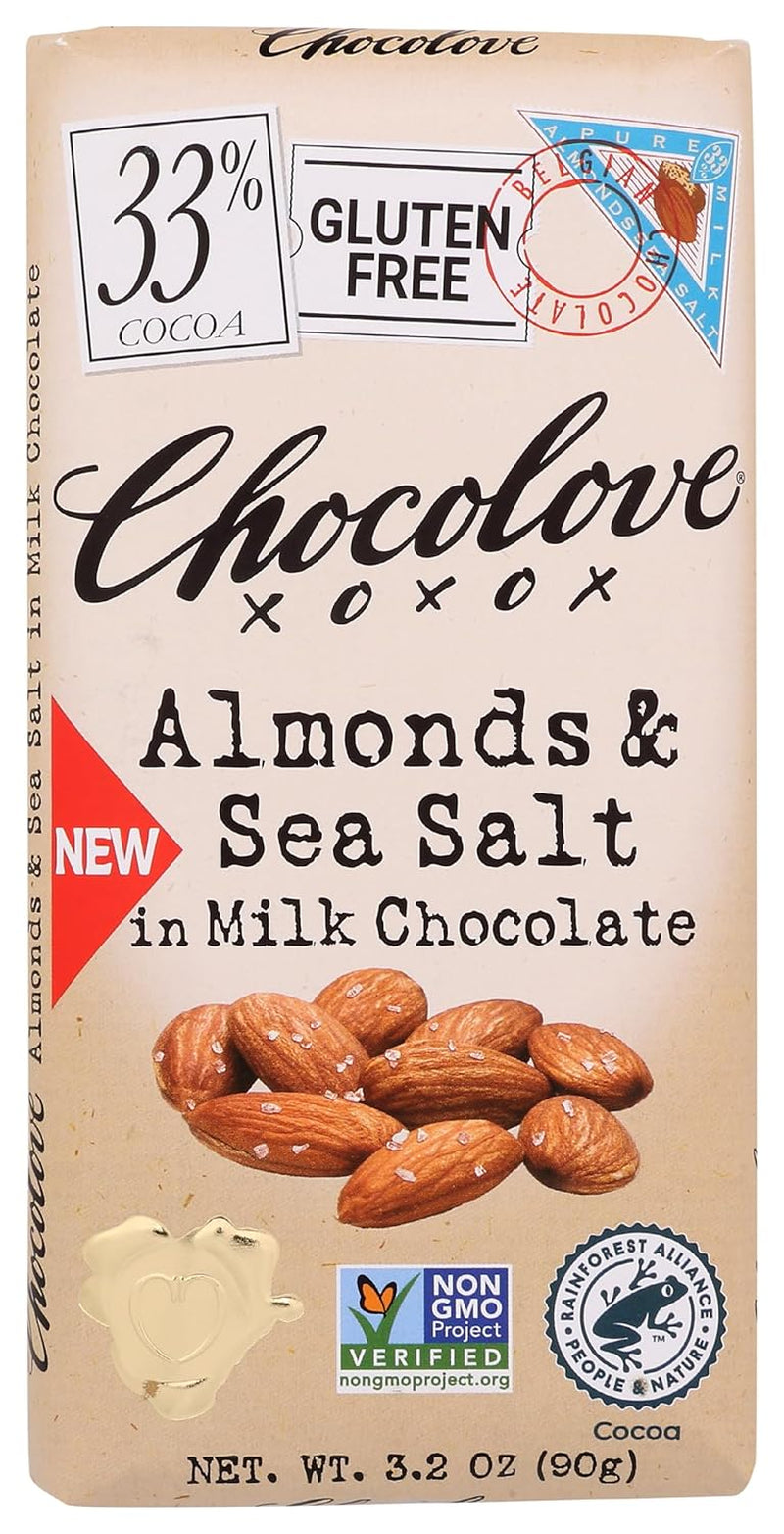Almonds & Sea Salt Milk Chocolate Bar, 3.2 OZ - WORLD TIME VISITS