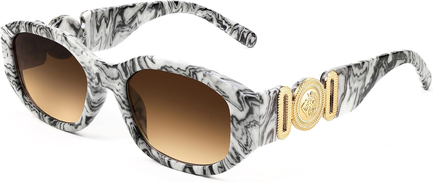 Retro Trendy Rectangle Sunglasses Women Men Vintage 90S Small Narrow Square Sunglasses B2322