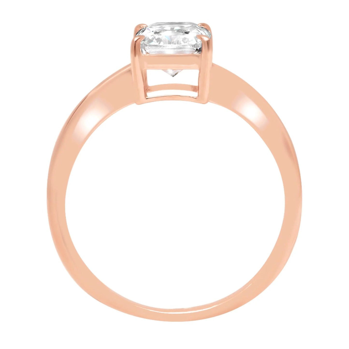 2.5 Ct Radiant Cut Clear Simulated Diamond 14K Rose Gold Anniversary Engagement Ring Size 5.75