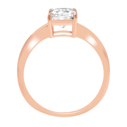 2.5 Ct Radiant Cut Clear Simulated Diamond 14K Rose Gold Anniversary Engagement Ring Size 5.75