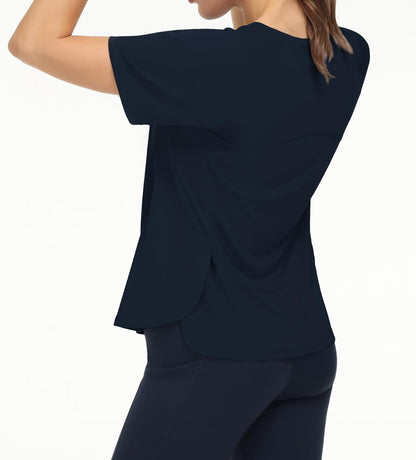 Women'S Short Sleeve Workout Shirts Breathable Yoga T-Shirts with Side Slits Athletic Tee Tops - WORLD TIME VISITS