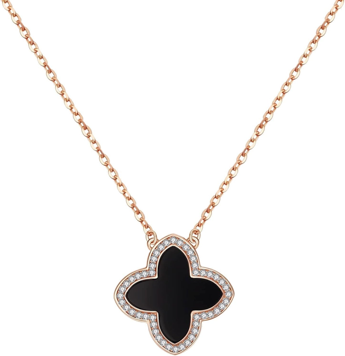 Dainty Lucky Clover Necklace 14K Gold Plated Four Leaf Clover Necklace for Women, Simple Necklace Jewelry for Girls Teen