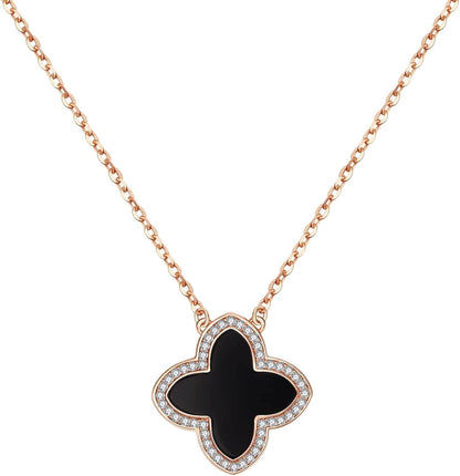 Dainty Lucky Clover Necklace 14K Gold Plated Four Leaf Clover Necklace for Women, Simple Necklace Jewelry for Girls Teen