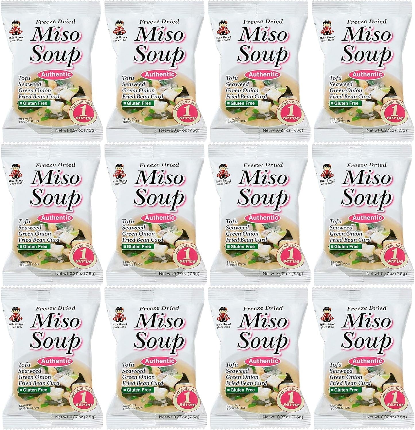 Freeze Dried Authentic Soup Miso, 0.27 Ounce (Pack of 12) - WORLD TIME VISITS
