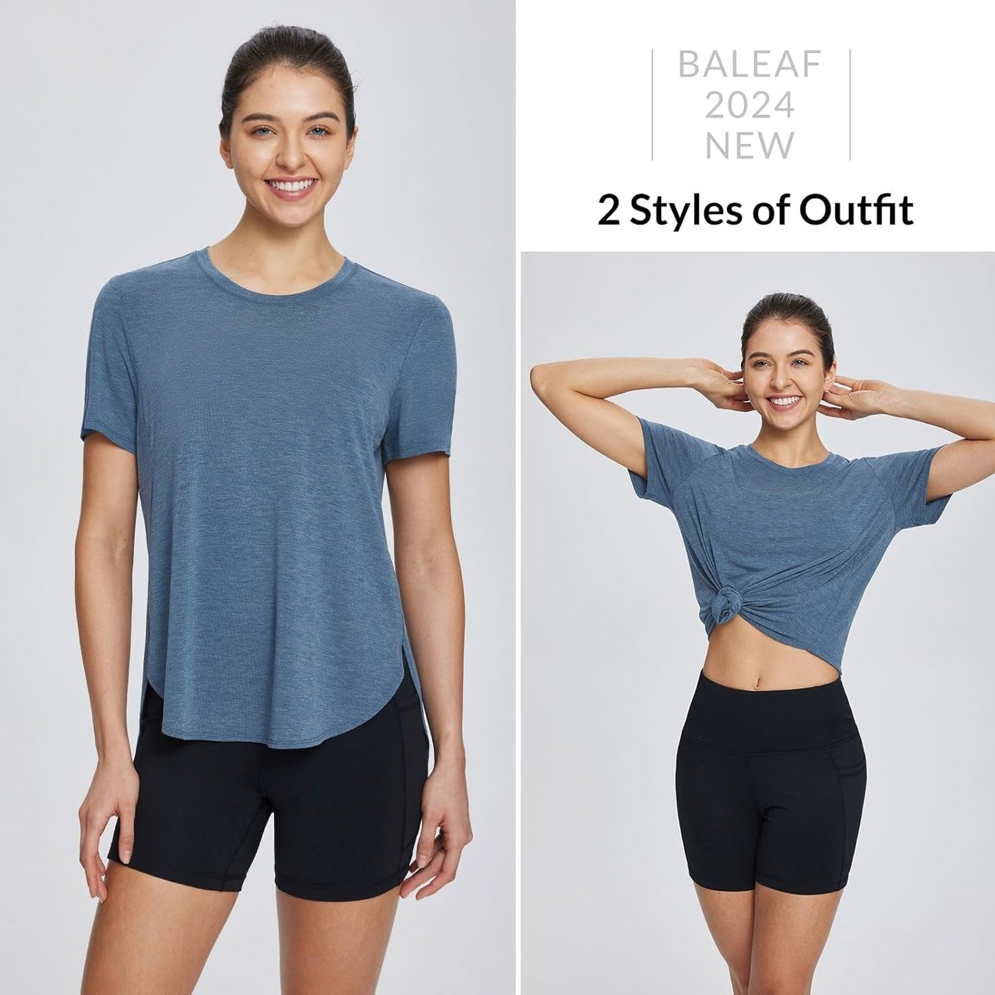 Women'S Short Sleeve Workout Shirts Tops Athletic Yoga Running Shirts Loose Fit with Side Slits Quick Dry T-Shirts