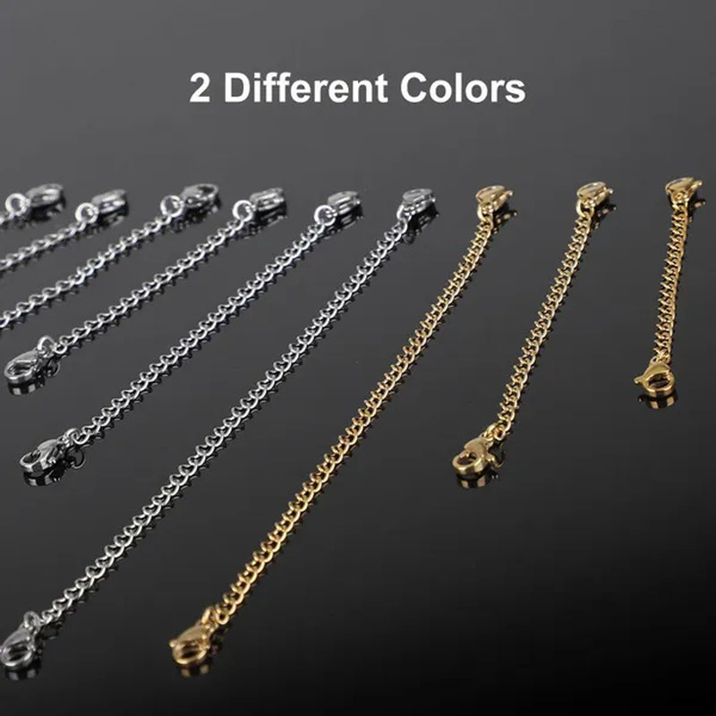 Necklace Extenders, Stainless Steel Necklace Bracelet Extender Chain Set, Anklet Extension Chains with Double Lobster Clasps and Closures for Jewelry Making, Fine Chain (Silver and Golden), 12Pcs - WORLD TIME VISITS