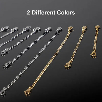 Necklace Extenders, Stainless Steel Necklace Bracelet Extender Chain Set, Anklet Extension Chains with Double Lobster Clasps and Closures for Jewelry Making, Fine Chain (Silver and Golden), 12Pcs - WORLD TIME VISITS