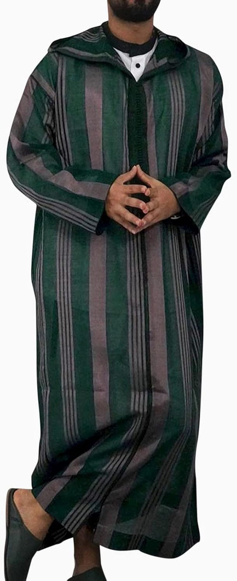 Men'S Muslim Kaftan Thobe Middle East Islamic Saudi Arabic Robes Long Sleeve Lightweight Clothing Ramadan Dress