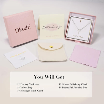 Gold Necklace for Women,Valentines Day Gifts, Cross Necklace Dainty 18K Real Gold Silver Plated, Cute Simple Small Trendy Choker Pendant Jewelry Non Tarnish Gold Necklace Faith Jewelry Gift