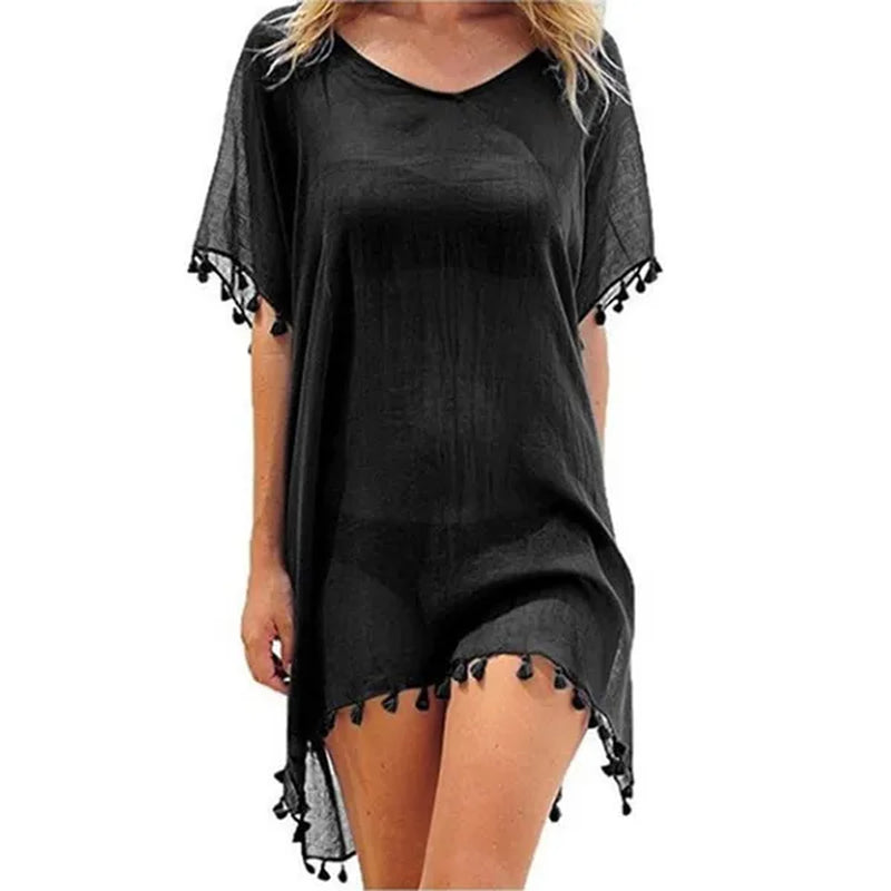 Women Beachwear Swimwear Bikini Beach Wear Cover up Tassel Ladies Summer Dress