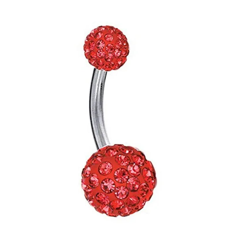 2016 Big Sale 8mm&5mm Crystal Disco Ball Imbue Diamond  316L medical steel material Stainless Steel Belly Button Navel Ring Body Piercing