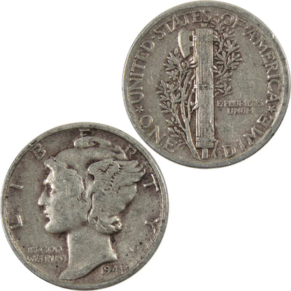 1941 Mercury Dime AG about Good 90% Silver 10C Coin Master Coins