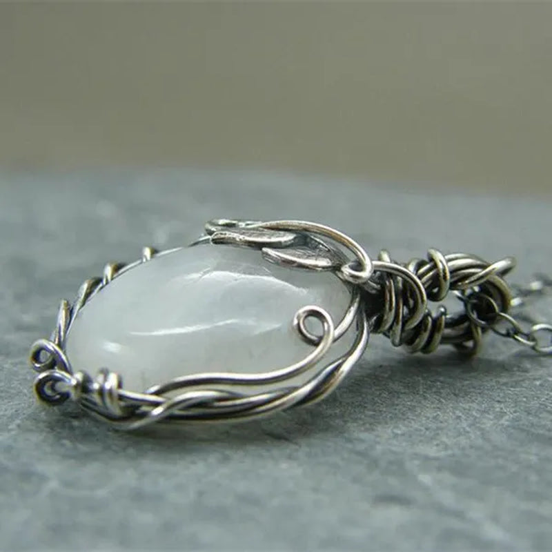 Moon Shape Moonstone Pendant Necklace For Women Female Fashion Jewelry Gifts For Girl