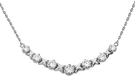 Dazzling 14K White Gold Diamond XOXO Pendant Necklace - WORLD TIME VISITS