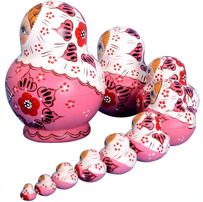 10Pcs Russian Nesting Dolls Matryoshka Handmade01071