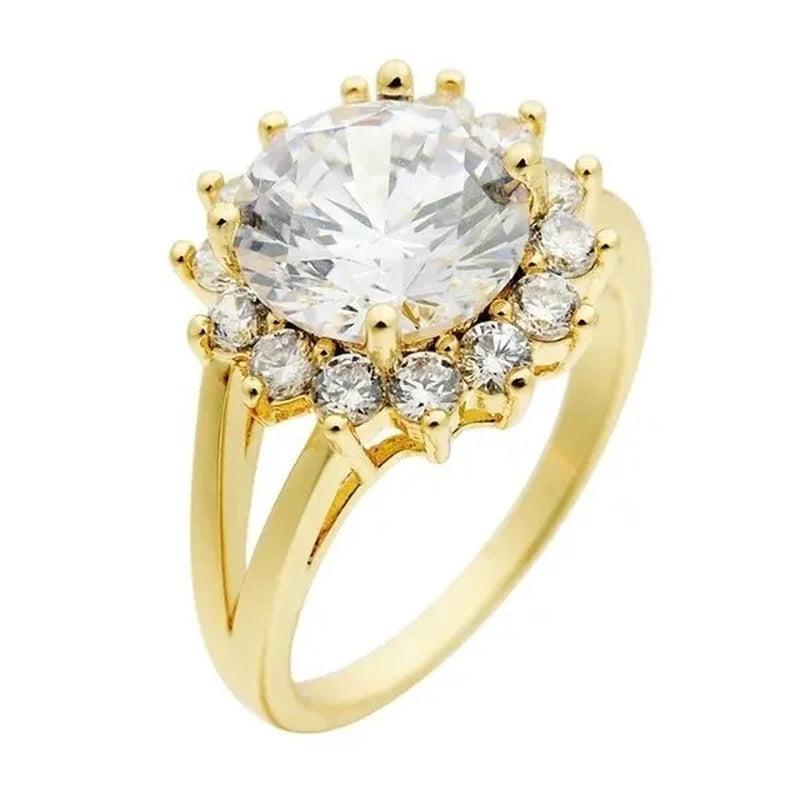 Natural 4.28Ct White Diamond 14K Yellow Gold Ring Size8