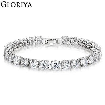 Gloriya Perfect Round Cut 0.5 carat AAA+ CZ Zirconia Silver Plated Classic Ladies Wedding Bracelets Bangles For Women Engagement Gift - WORLD TIME VISITS
