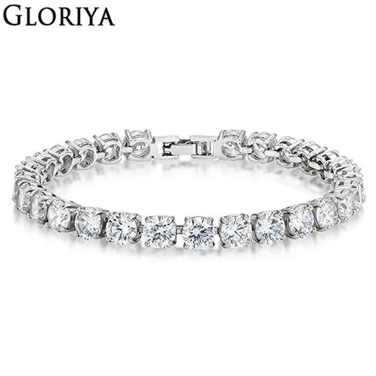 Gloriya Perfect Round Cut 0.5 carat AAA+ CZ Zirconia Silver Plated Classic Ladies Wedding Bracelets Bangles For Women Engagement Gift - WORLD TIME VISITS