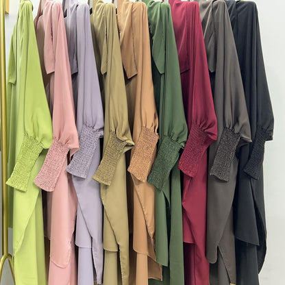 Abaya Muslim Modest Prayer Clothes with Hijab for Women 2-Piece All Cover Muslim Outfits Long Robe
