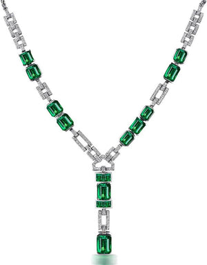 Luxury Simulation Emerald Necklace Pink Diamond Necklace Pigeon Ruby Square Diamond Necklace Purple Zircon Necklace
