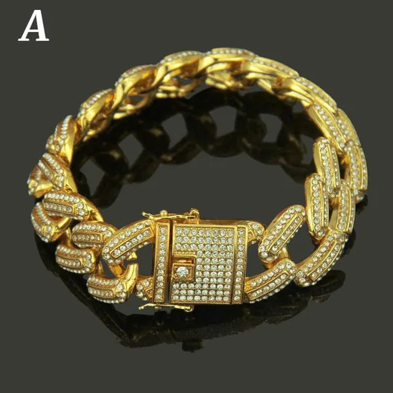Men's Bracelet Hip Hop Fashion Bracelet Gold/Silver Bracelet Byzantine Chain Cuban Bracelet Festive Birthday Gift 1 Piece (8inch)