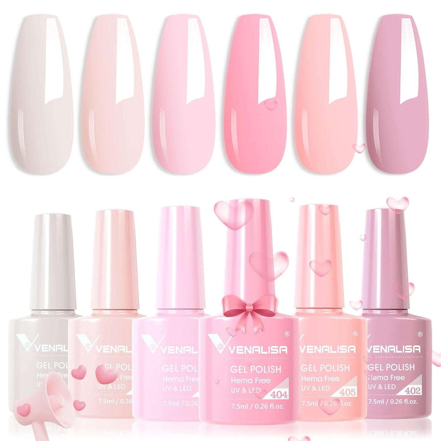 VENALISA Hema-Free Pink Gel Nail Polish Set- 6 Colors Popular Nude Pink Gel Polish Kit, Soak off LED Nail Lamp Light Pink Gel Manicure Kit DIY at Home Salon Gifts for Women Girls - WORLD TIME VISITS
