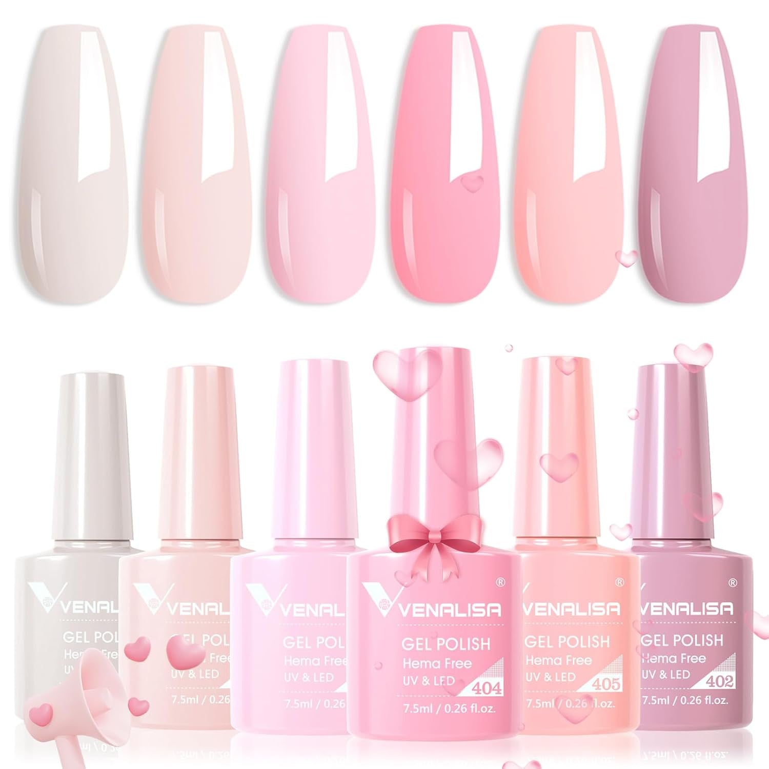 VENALISA Hema-Free Pink Gel Nail Polish Set- 6 Colors Popular Nude Pink Gel Polish Kit, Soak off LED Nail Lamp Light Pink Gel Manicure Kit DIY at Home Salon Gifts for Women Girls - WORLD TIME VISITS