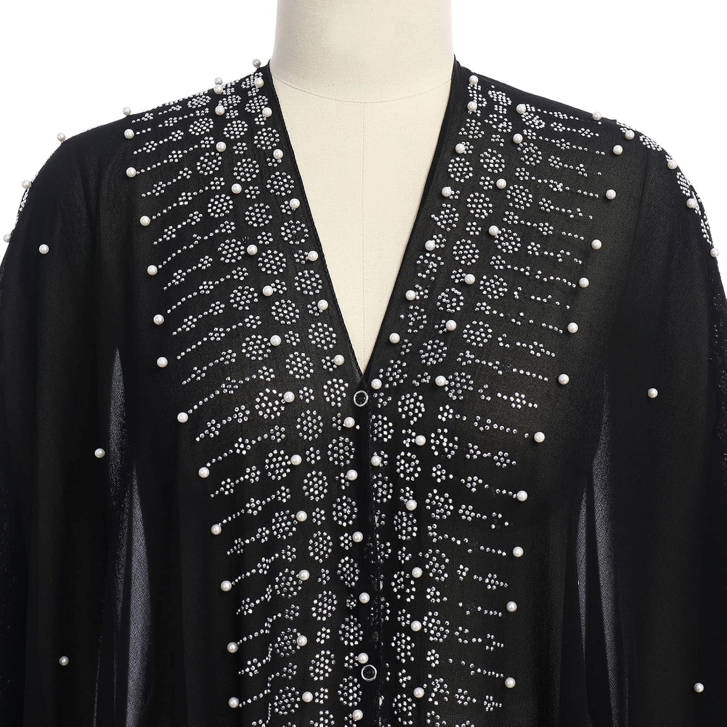 Muslim Dress for Women Loose Batwing Sleeved Hooded Beaded Embroidery Long Abaya Dress Kaftan Abayas Islamic Robe