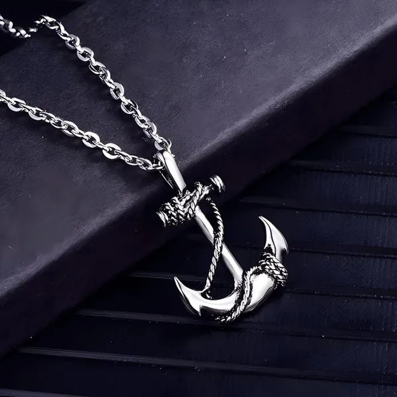 Tone Anchor Pendant Necklace Silver Plated Infinity Jewelry Anchor Men Fashion Design Simple Anchor
