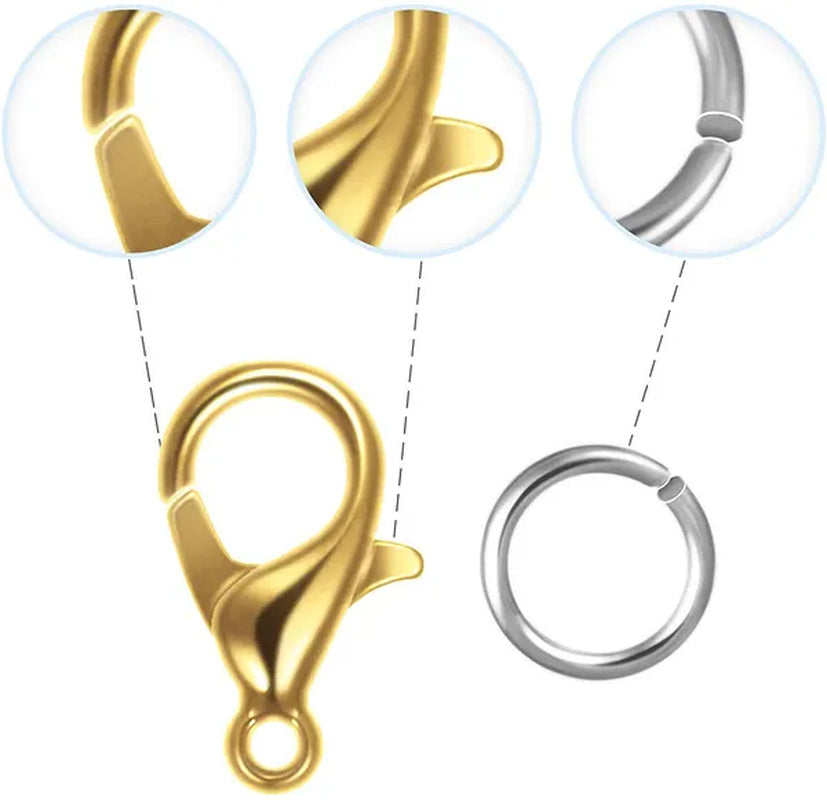 400 Pieces Lobster Claw Clasps with Open Jump Rings Set, 12 Mm Lobster Claw Clasps Necklace Fasteners Hook and 5 Mm Jump Rings for DIY Bracelet Necklace Jewelry Making (Silver and Gold)