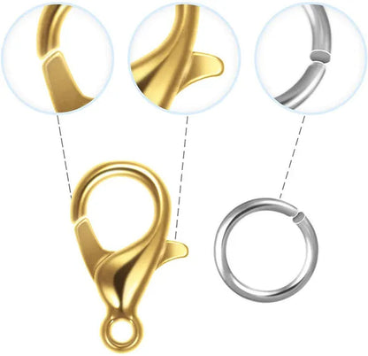 400 Pieces Lobster Claw Clasps with Open Jump Rings Set, 12 Mm Lobster Claw Clasps Necklace Fasteners Hook and 5 Mm Jump Rings for DIY Bracelet Necklace Jewelry Making (Silver and Gold)