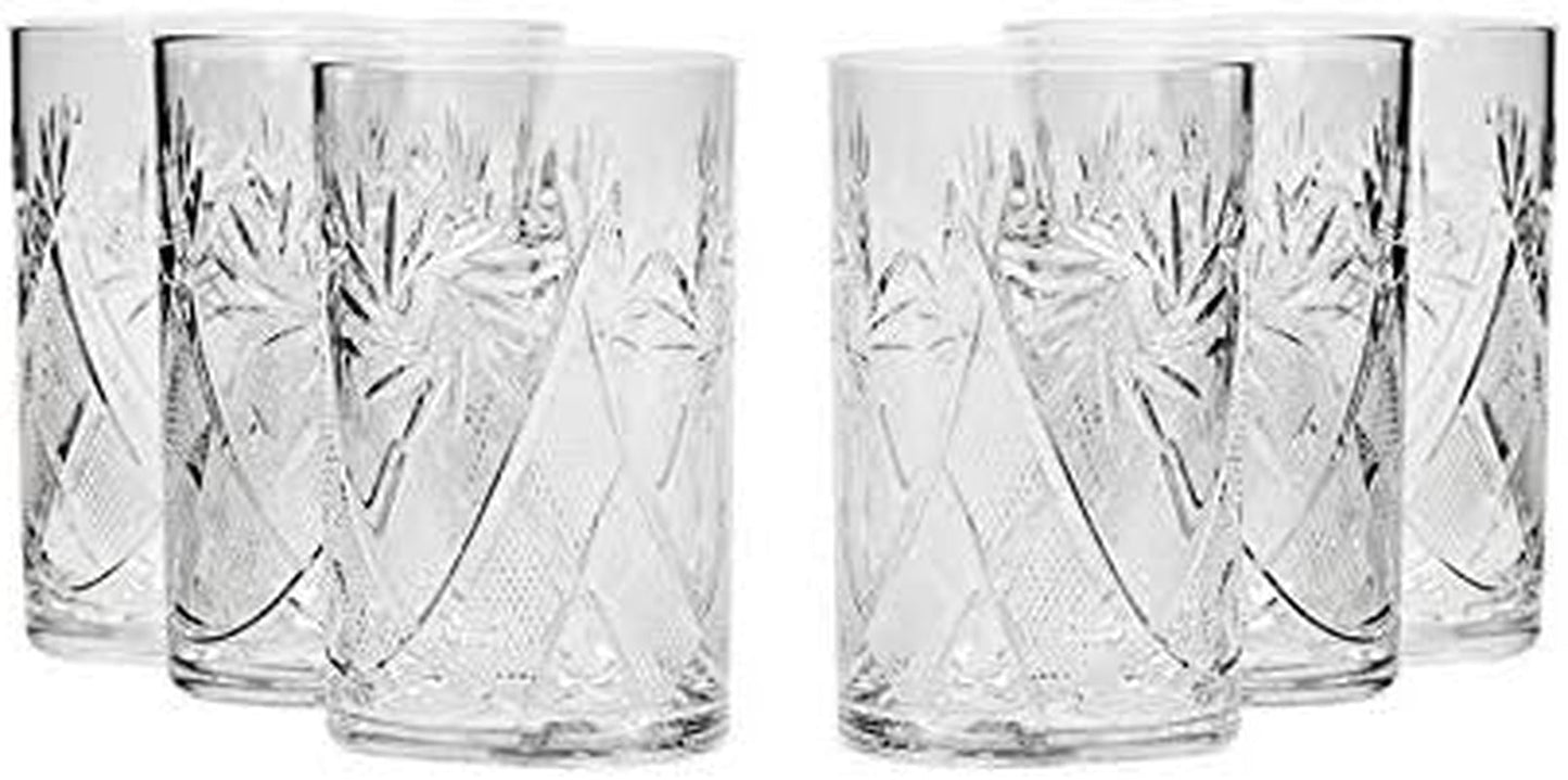 Set of 6, 8-Oz Hand Made Vintage Russian Crystal Tea Beverage Glasses for Podstakannik, Old-Fashioned Glassware - WORLD TIME VISITS