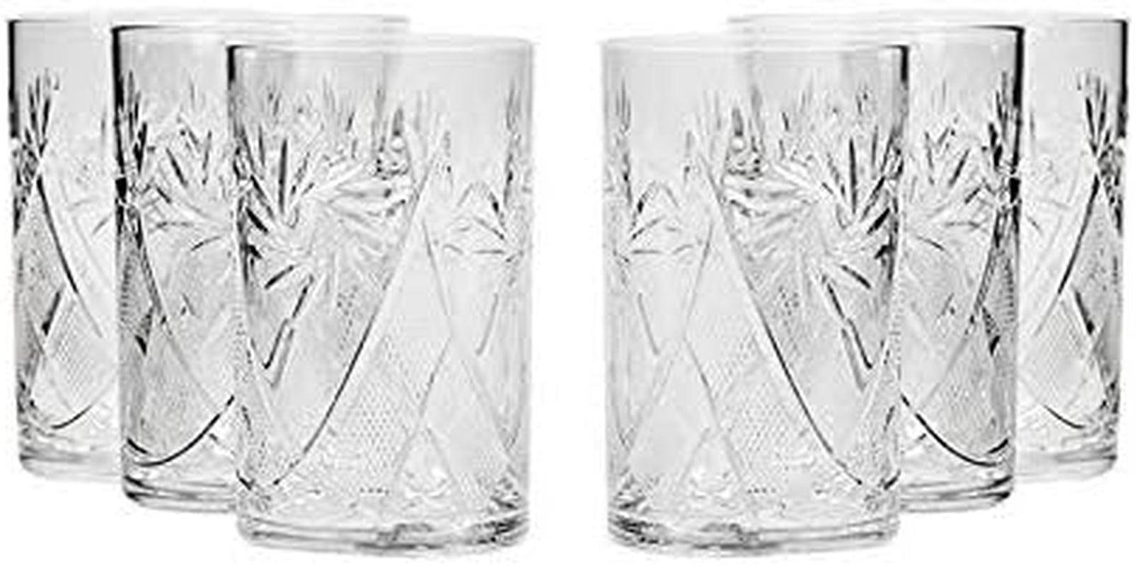 Set of 6, 8-Oz Hand Made Vintage Russian Crystal Tea Beverage Glasses for Podstakannik, Old-Fashioned Glassware - WORLD TIME VISITS