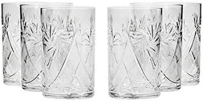 Set of 6, 8-Oz Hand Made Vintage Russian Crystal Tea Beverage Glasses for Podstakannik, Old-Fashioned Glassware - WORLD TIME VISITS