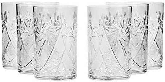 Set of 6, 8-Oz Hand Made Vintage Russian Crystal Tea Beverage Glasses for Podstakannik, Old-Fashioned Glassware - WORLD TIME VISITS