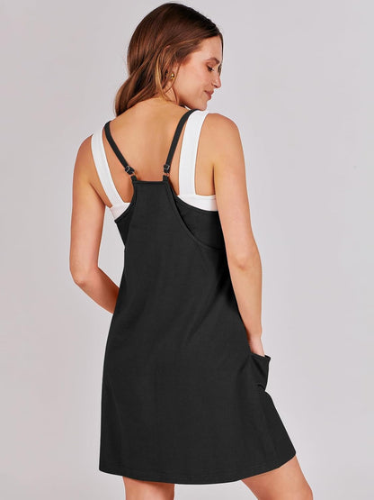 Women Summer Mini Romper Dress Workout Tennis Active Sports Athletic Outfits Built in Shorts Trendy Vacation