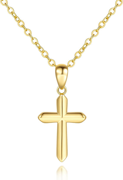 Womens Gold Cross Necklace 14K Gold Cross Necklaces for Women Crosses Pendants Necklaces for Women Soft Lines and Smooth Edges Womens Chain Crosses Necklace - WORLD TIME VISITS