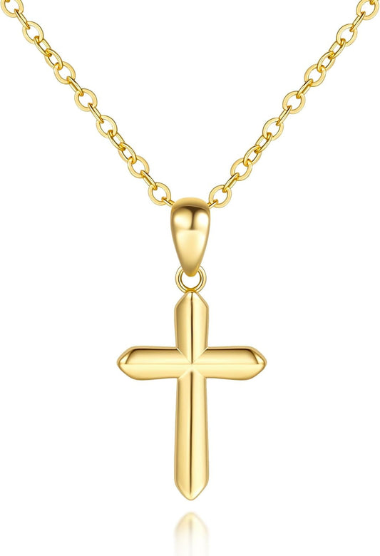 Womens Gold Cross Necklace 14K Gold Cross Necklaces for Women Crosses Pendants Necklaces for Women Soft Lines and Smooth Edges Womens Chain Crosses Necklace - WORLD TIME VISITS