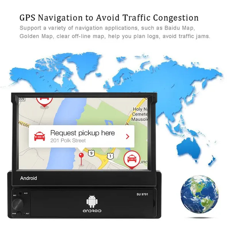 Amprime 1Din Android Car Radio Wifi Car Multimedia GPS Navigation Autoradio Bluetooth Stereo Radio FM AUX USB Auto Audio Player