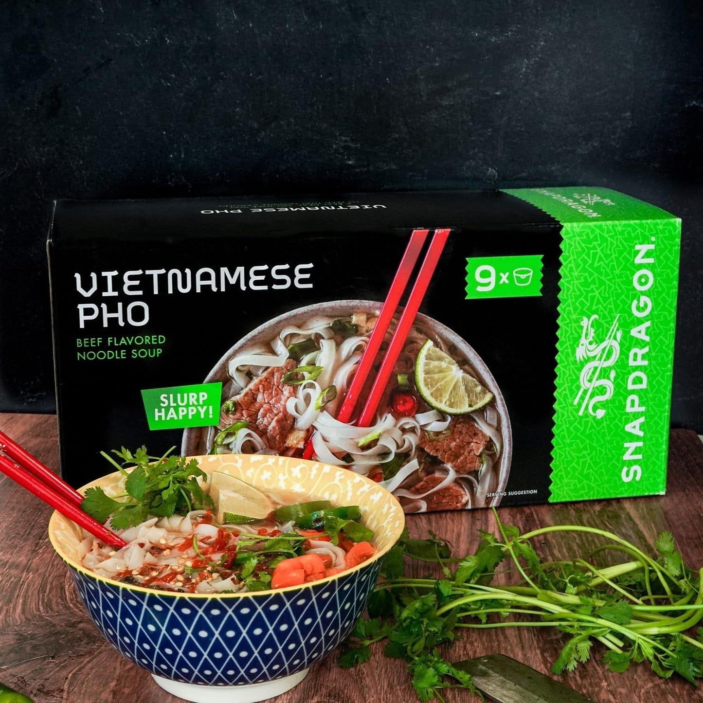 Vietnamese Pho Instant Noodle Bowls | Vietnamese Pho Flavor Broth with Rice Noodles | No Artificial Flavors | No MSG Added | 2.3 Oz (9 Pack)