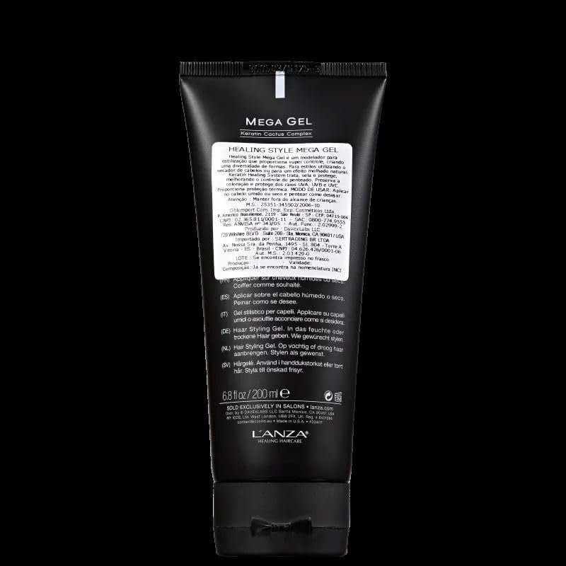 L'ANZA Healing Style Mega Gel with Strong Hold Effect, Nourishes and Refreshes the Hair While Styling, with Keratin, Alcohol-Free Formula, and UV Rays Protection to Prevent Damage (6.8 Fl Oz)